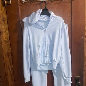 Women's Light Blue Hoodie Jacket and pants